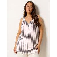 Yours Curve Stripe Scallop Cami - Purple
