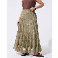Yours Curve Polka Dot Printed Chiffon Skirt - Cream