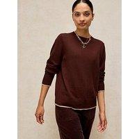 White Stuff Katie Crew Neck Jumper - Brown