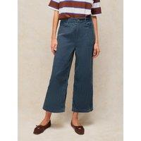 White Stuff Womens Tia Cord Wide Leg Crop Trousers - Blue