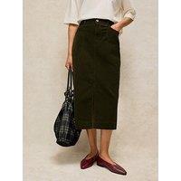 White Stuff Tia Cord Midi Skirt - Green