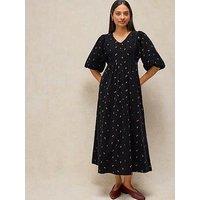 White Stuff Matilda Cord Printed Midaxi Dress - Black