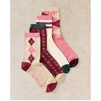 White Stuff 4Pack Argyle Pattern Ankle Socks - Pink