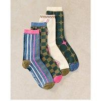 White Stuff 4Pack Geo Print Ankle Socks - Blue