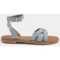 Yours Faux Leather Cross Over Sandals In Extra Wide Eee Fit - Blue