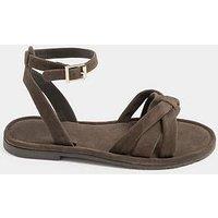 Yours Faux Suede Cross Over Sandals In Extra Wide Eee Fit - Chocolate Brown