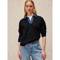 White Stuff Denim Mix Rugby Top - Blue