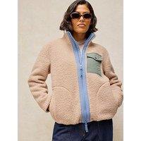 White Stuff Borg Zip Through Jacket - Cream