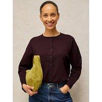 White Stuff Kim Button-Through Long Sleeve Tee - Brown