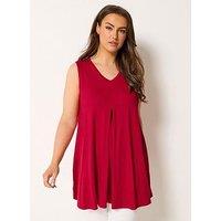 Yours Curve Pleat Front Vest - Red