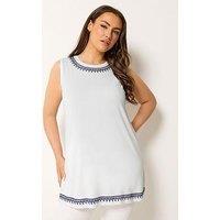 Yours Curve Embroidered Detail Vest - White