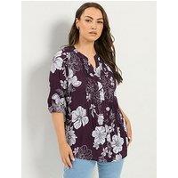 Yours Curve Floral Pintuck - Purple