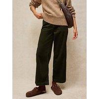 White Stuff Tia Corduroy Wide Leg Cropped Trousers - Green