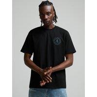 Alessandro Zavetti Mens Cerchio Logo Front And Back Crew Neck T-Shirt - Black
