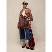 White Stuff Stripe Detail Poncho - Brown