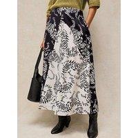 White Stuff Tierney Asymmetric Printed Midaxi Skirt - Black