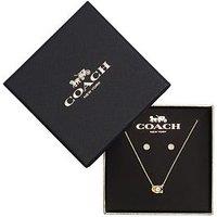 Coach C Stone Earrings And Necklace Set - Crystal Gold