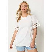 Yours Curve Angel Sleeve T-Shirt - White