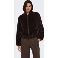 Jdy Womens Macy Faux Fur Balloon Sleeve Jacket - Brown