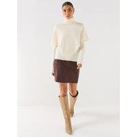 Vero Moda Womens Kreta High Waist Suede-Look Panel Short Skirt - Brown