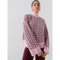 Vero Moda Womens Vmbirch High Neck Jacquard Knit Jumper - Pink