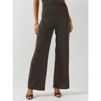 Only Womens Carol Glitter Wide Leg Trousers - Black