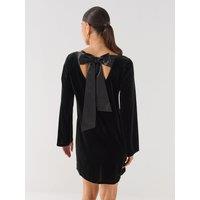 Jdy Womens Velvet Bow Back Long Sleeve Dress - Black