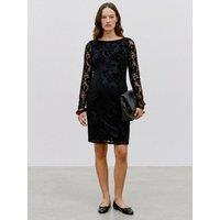 Mamalicious Womens Maternity Mlolivia Sheer Sleeve Dress - Black