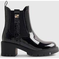 River Island Girls Patent Snake Heeled Chelsea Boots - Black