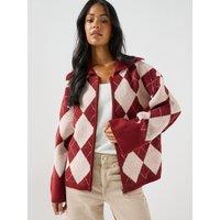 Pieces Alva Check Knit Cardigan
