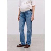 Mamalicious Womens Maternity Mlcuba Adjustable Waist Straight Jeans - Blue