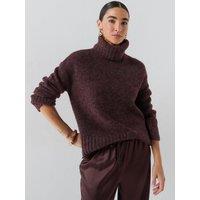 Vero Moda Womens Vmingrid Chunky Knit Roll Neck Soft-Touch Jumper - Red