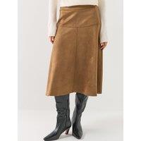 Jdy Womens Faux Suede Midi Skirt - Brown