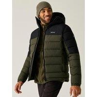 Regatta Mens Aldthorn Hooded Quilted Full Zip Jacket - Khaki/Black