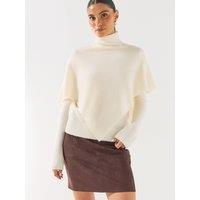 Vero Moda Womens Camila Cape High Neck Jumper - Beige