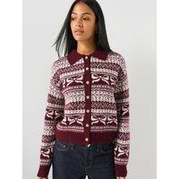 Vero Moda Womens Vmfilucia Polo Collar Fairisle Button-Through Cardigan