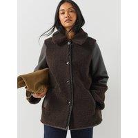 Vero Moda Womens Vmmocha Teddy Coated Jacket - Brown