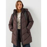 Jdy Womens Skylar Hooded Zip Through Jacket - Brown