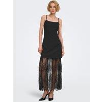 Jdy Womens Rosa Fitted Lace Hem Maxi Dress - Black