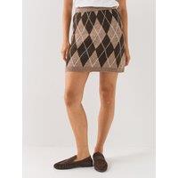 Jdy Womens Argyle High Waist Pull-On Skirt - Brown