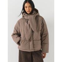 Only Mia Check Scarf Puffer Jacket