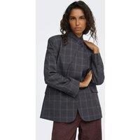 Jdy Womens Valerie High Neck Check Blazer - Grey