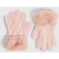 River Island Girls Knitted Faux Fur Gloves - Pink
