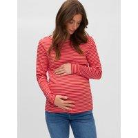 Mamalicious Womens Maternity Mlaslan Striped Long Sleeve Jersey Top - Red