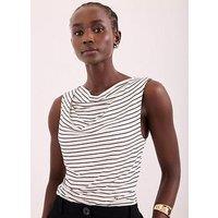 Mint Velvet Striped Sleeveless Top - White