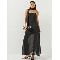 Vero Moda Womens Jivo Layered Scarf Detail Bandeau Maxi Dress - Black