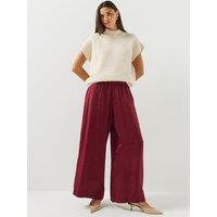 Vero Moda Womens Charm Detail Tie Waist Wide Leg Trousers - Red
