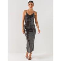 Vero Moda Womens Vmkathrina Sequin Dress - Brown