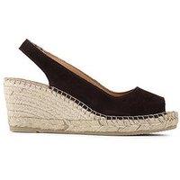 Jones Bootmaker Wide Fit Rosanna Wedge Sandal - Chocolate Suede