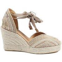 Jones Bootmaker Alyssa Closed Toe Wrap Around Wedge - Beige Multi